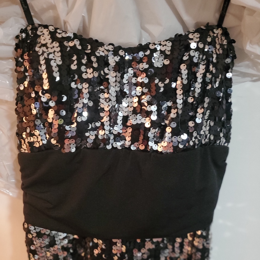 Speechless Black and Silver Sequin Strapless Dress MACY'S